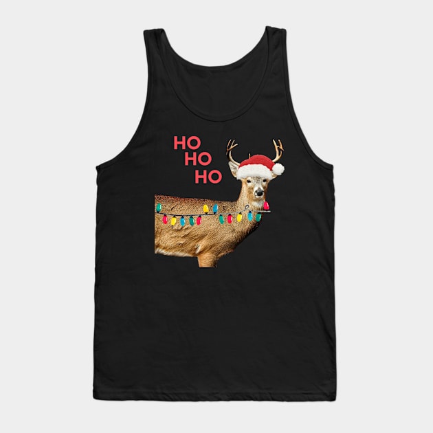 Funny Deer With Christmas Hat T-shirt Tank Top by KathyG'sArt